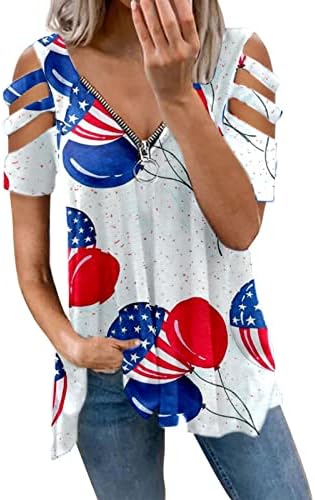 4 de julho Túnicas de bandeira dos EUA para mulheres oculam camiseta gorny Camise