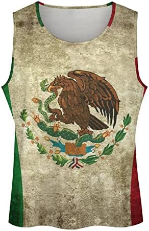 Tampo masculino de bandeira mexicana Tampas de verão com camiseta sem mangas de verão Casual ginásio