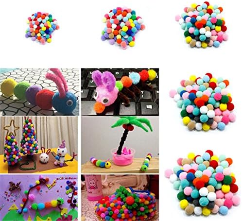 Cozylkx 100 PCs 15mm Pompons variados Multicolor Arts and Crafts Pom Pom Poms Balls para Hobby Supplies Diy Creative