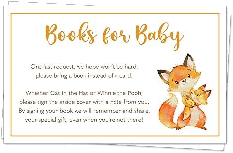 O chá de bebê de convite trazer cartões de livro aquarela fox laranja criaturas bosques rústicos florestas amigas raposas woods