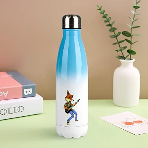 Foxy Fox tocando guitarra 17oz Sport Water Bottle Bottle Stainless Acele Astroum Isoled Cola Shape Sports Sports Flask