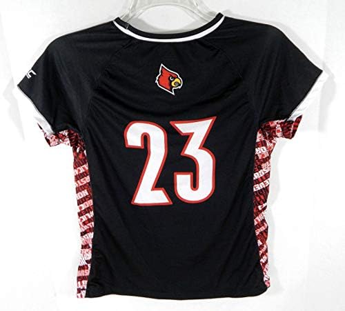 Womens Uni of Louisville Cardinals 23 Game usou Black Jersey Lacrosse L DP03671 - Jogo da faculdade usado