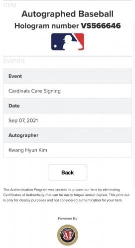 12- Kwang Hyun Kim assinado Baseball Korea 2023 World Baseball Classic MLB Holo - bolas de beisebol autografadas