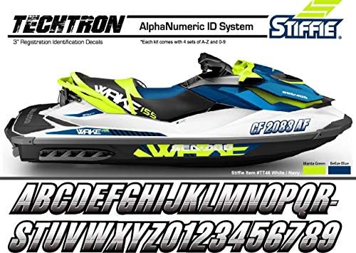 Redie Techtron Red/Black Super Sticky 3 Alpha Numeric Registration Numbers Decals Sticks para Spark Sea-Doo, barcos infláveis,