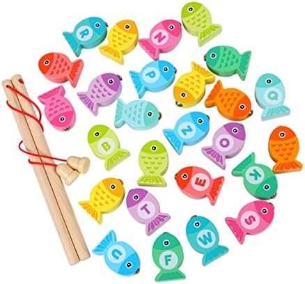 Toyvian 1 Conjunto divertido para pesca alfabetista Kids Kids Toys de madeira Toys magnéticos Toys de madeira Alfabeto Pesca de brinquedo