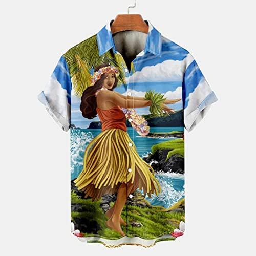 2023 Novo mass 3D de impressão digital bolso fivela lapela de manga curta camisa ling manga camisa masculina