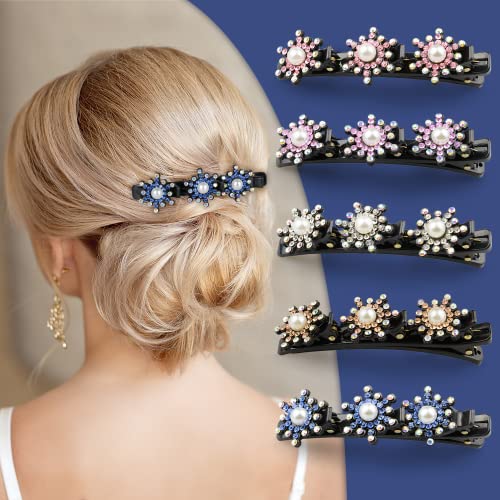 CRISTAL STENED CABELA CLIPES PARA MULHERES/MENINAS, CLIP CHOTPIN DACKBILL COM 3 PEQUENOS CLIPES - 5PCS