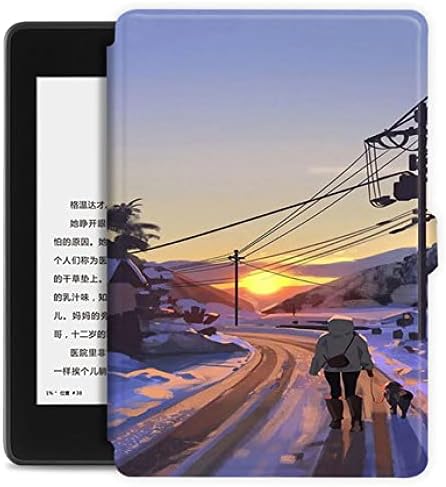 Kindle Case 10th Generation 2019 - Capa de couro PU durável e esbelta Fit 6 '' Kindle, cenário de pôr do sol