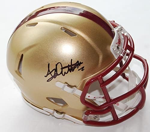 AJ Dillon assinou mini capacete de futebol * prova * w/coa c - capacetes da faculdade autografados