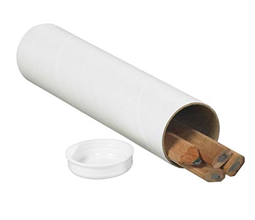 Tubos de correspondência com tampas, 1-1/2 x 30, branco, 50/estojo