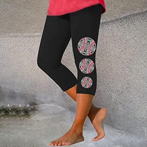 Baseball Pattern Yoga Workout Leggings para mulheres perneiras de cintura alta