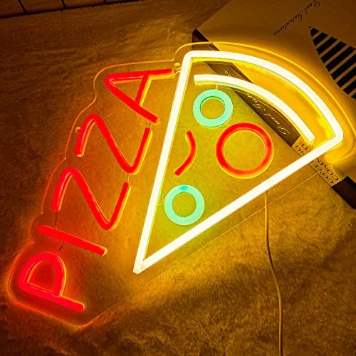Pizza de pizza Attneon Sinal de néon, decoração de pizzaria Luz de neon, luz de parede para loja de hotéis de cozinha janela de festa da loja, atmosfera de atmosfera de USB Luz para presente de abertura, tamanho 14,6*8,3 polegadas