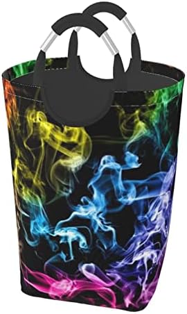 Fumaça colorida de 50l de roupas de armazenamento de roupas sujas quadradas dobráveis/com alça de transporte/adequado para viagem de armazenamento doméstico no armário de banheiro