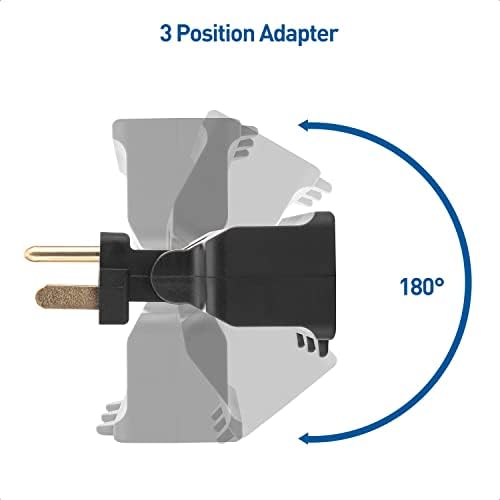 [UL listado] Cable Matters 2-Pack 3 Santa aterrada de 180 graus Torneira de parede giratória em preto