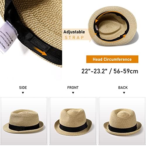 Womens Short Straw Sun Sun Hat Fedora Trilby Hat PanamA Men Roll Up Up Packable Beach Hats