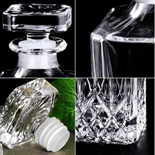 Decanter de uísque elegante e conjunto de vidro, decantador de vidro de cristal com 6 óculos de uísque, para dispensador