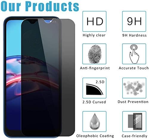 [2-PACK] Privacy Anti-Spy Caso Facialmente Protetor de tela de vidro para Motorola Moto E