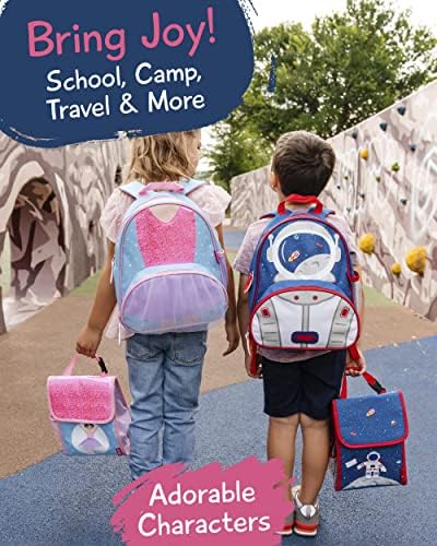 Mochila para crianças para meninas e garotos com lancheira para crianças - mochila de sereia para meninas e mochila para crianças da lancheira para a escola com lancheira Kids - Backpack pré -escolar de viagem - Majestic sereia