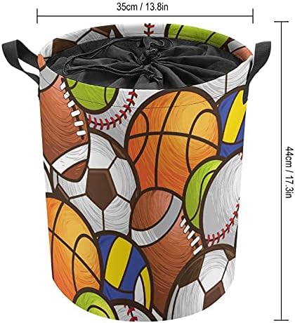 Basquete American Football Soccer Volleyball Baseball Round Laundry Bags Horty Horper Storage Basket com alças e