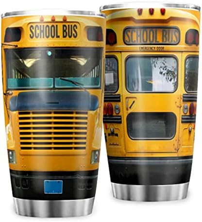Bojianzzha School Bus de aço inoxidável Tumbler térmico Términa Vacuum Copa Isolada Chá Viagem Copo Viagem de Caça de Café Para Adulto/Crianças 20 oz Pattern12 20oz