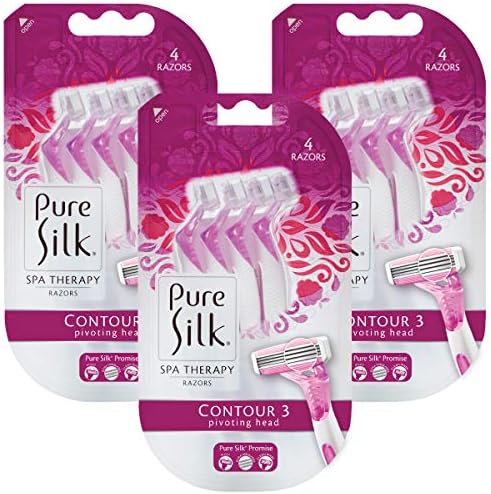 Pure Silk Contour 3 Razor descartável premium, 4 contagem