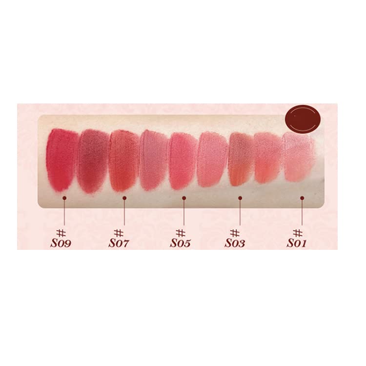 1PC Huazhixiao Strawberry Rococo Cloud Série Lip Lip Lip Cream Lip Color, Hidratante Lipstick Lips Color, cor de tijolos vermelhos cor de borda longa de Smudge à prova de smudge, pacote de 1