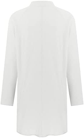 Túnica feminina tops moda linho de algodão de cor sólida 3/4 de manga de botão para baixo do suporte de colarinho Cardigan Cardigan Dress Dress