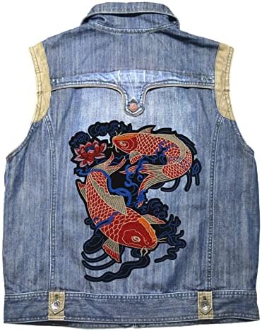 Phraya Patch Japane Koi Fish Pequeno e grande bordado remendos traseiros para jaqueta e colete