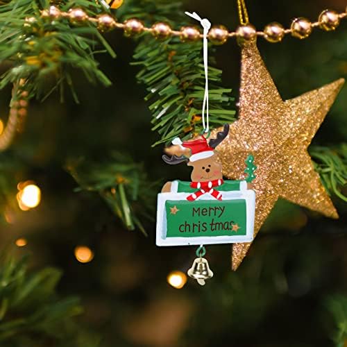 Aboofan 2pcs Xmas Inglês Placa Pingente Santa Elk Bell Pingente de Natal Pingente para Decoração de Casa de Natal
