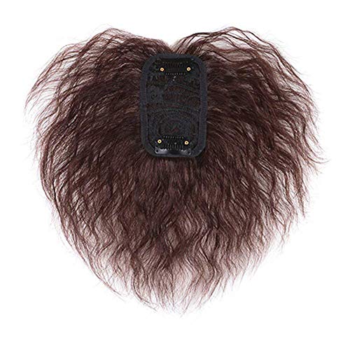 Clipe de cabelo encaracolado sobre copers de cabelo humano com franja gorjeta de pau -de -queimada natural para cabelos finos, marrom escuro de 6