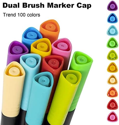 Vitoler Art Markers Dicas duplas Canecas de pincel colorido Fininer colorido, 100 cores de marcador à base de água para caligrafia