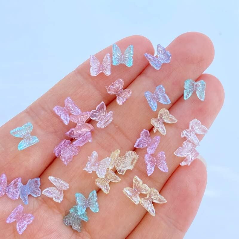 100pcs colorido de cor mini 3d butterfly unhas shinestones gems Gems Glitter Nail Art Jóias Manicure Decoração de unhas Acessorie