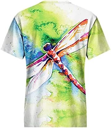 Camisas de libélula 3D para mulheres, meninas adolescentes blusa de camisa solta Verão Casual Spring Tops v pescoço