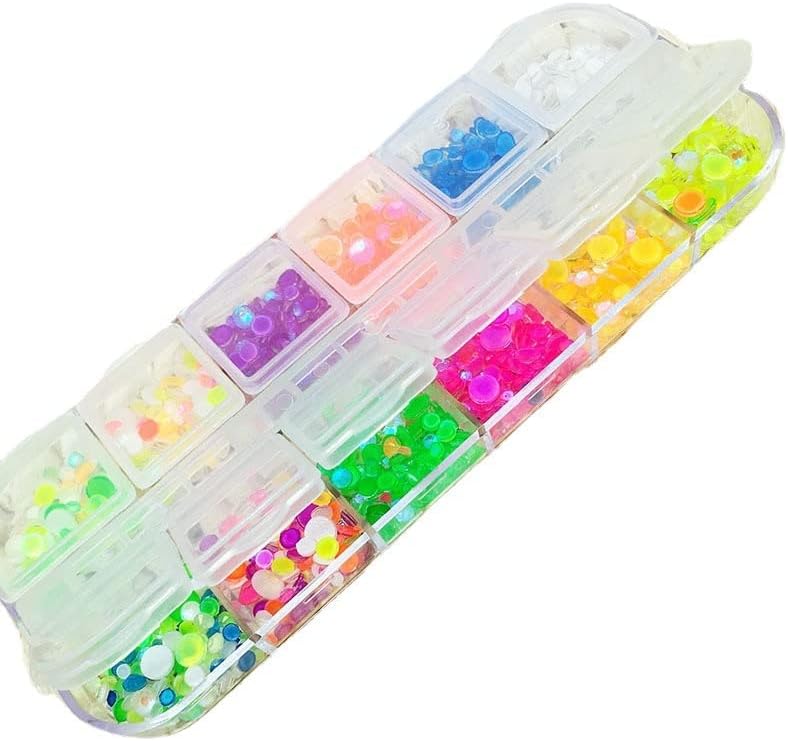 Conjunto de luminosos doces doces misturados fluorescentes de fundo liso de jelly diamante acessórios de unhas de unhas
