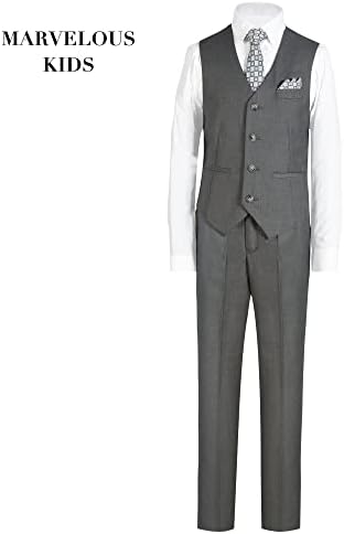 Marvelous Kids Boys Formal Suit Formal Conjunto 5 Peças Fashion Slim Fit Suits