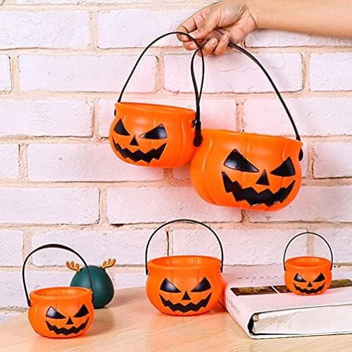 Abaodam Halloween Ornamento 5pcs Hallowen Pumpkin Buckets Balcadas de truque ou tratamento Baldes Jack o Jar Lanterna Mini -Candy Bacha