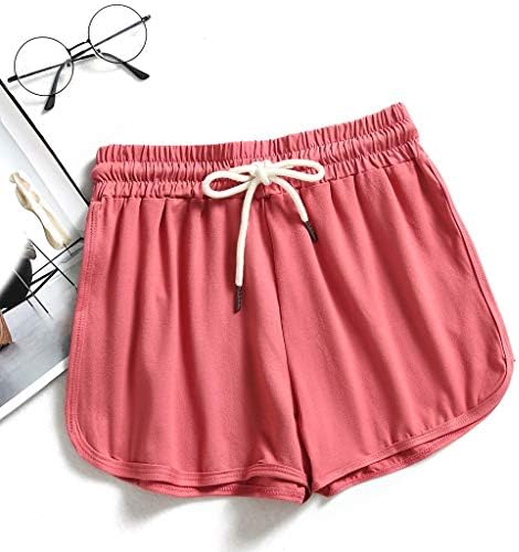 QVKARW Women shorts casuais colorido liso de cor sólida cientia bolsões de cordão