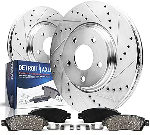 Eixo de Detroit - Rotores de Kit de Freio Freio de 286 mm de 286 mm e almofadas de cerâmica com kit de hardware de clipes para 4wd