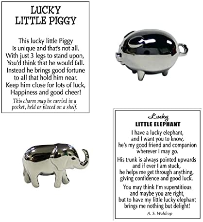 Presentes do MMS Lucky Little Pig & Elephant Pocket Charms com cartão de história, Boa sorte