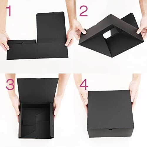 Jinming 30 caixas de presente 8x8x4 polegadas caixas de presente com tampas, caixas de presente pretas foscas para casamento,