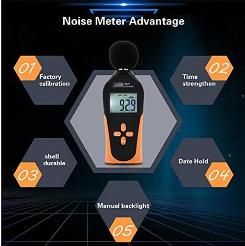 UoeidoB Digital Sound Level Medidor Automático Range Mesa de Som Detector de ruído Medidor de decibéis de alta precisão