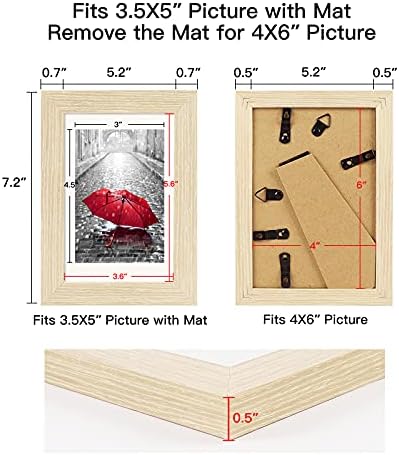 GUTAG 4X6 Figura de imagem, vidro temperado e madeira composta para foto de 3,5x5 com tapete ou foto 4x6 sem tape