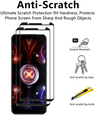VIESUP PARA ASUS ROG Phone 5S Protetor de tela de seda preta, [2pack] Cobertura completa Anti-Stratch Filme Filme Protetor de Proteção de Vidro Temperado para ROG 5S / 5S Pro 6,78 polegadas 2021