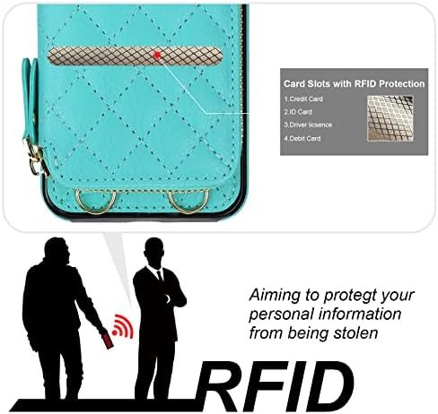 Caixa de carteira bocasal de crossbody para iPhone SE 2022/SE 2020/8/7, RFID bloqueando a tampa da bolsa de bolsa de zíper de couro