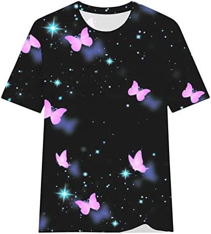 Camisa impressa de borboleta para mulheres mangas curtas camisetas camisetas de verão Casual Tops Camisa Moda 2023 Túnicas