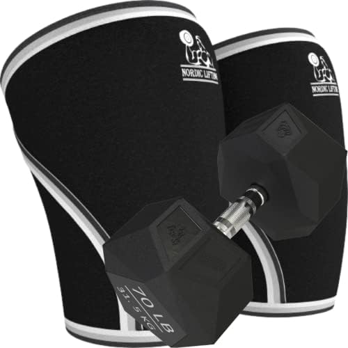Mangas de joelho nórdicas de levantamento médio - pacote preto com halteres prisma 70 lb