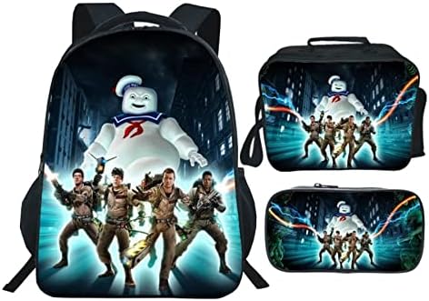 Mayotte Teen Boys Ghostbusters 3 em 1 Backpack Set-Set-Proove School Backpack com lanchonete lápis para aluno