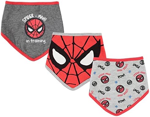 Happy Threads Marvel Spiderman Baby Unissex Bandana Bib 3-Pack-Babs de bebê do Homem-Aranha