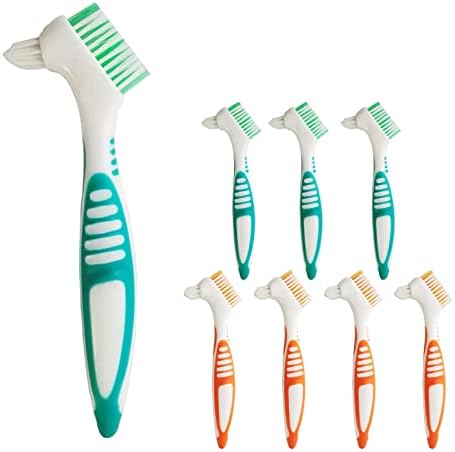 Escova de escova de prótese de 8pcs, escova de limpeza escova de dentes de dupla face, escova de escova de escova de