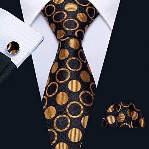 BARRY.WANG MEN's Tie Set Polka Dot Handkerchief Cufflinks Plaid Fashion Coconties Business Business Business